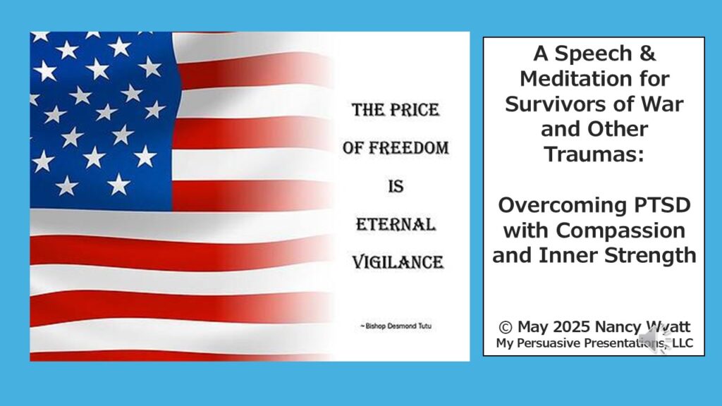 The American flag as introduction to a speech and meditation for people with PTSD after war experiences