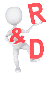 figure holding red R & D letters for Research and Development on Holistic Oncology Treatments