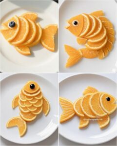 Citrus Fruit art - slices of oranges arranged to look like little fish