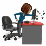 woman punching computer in anger