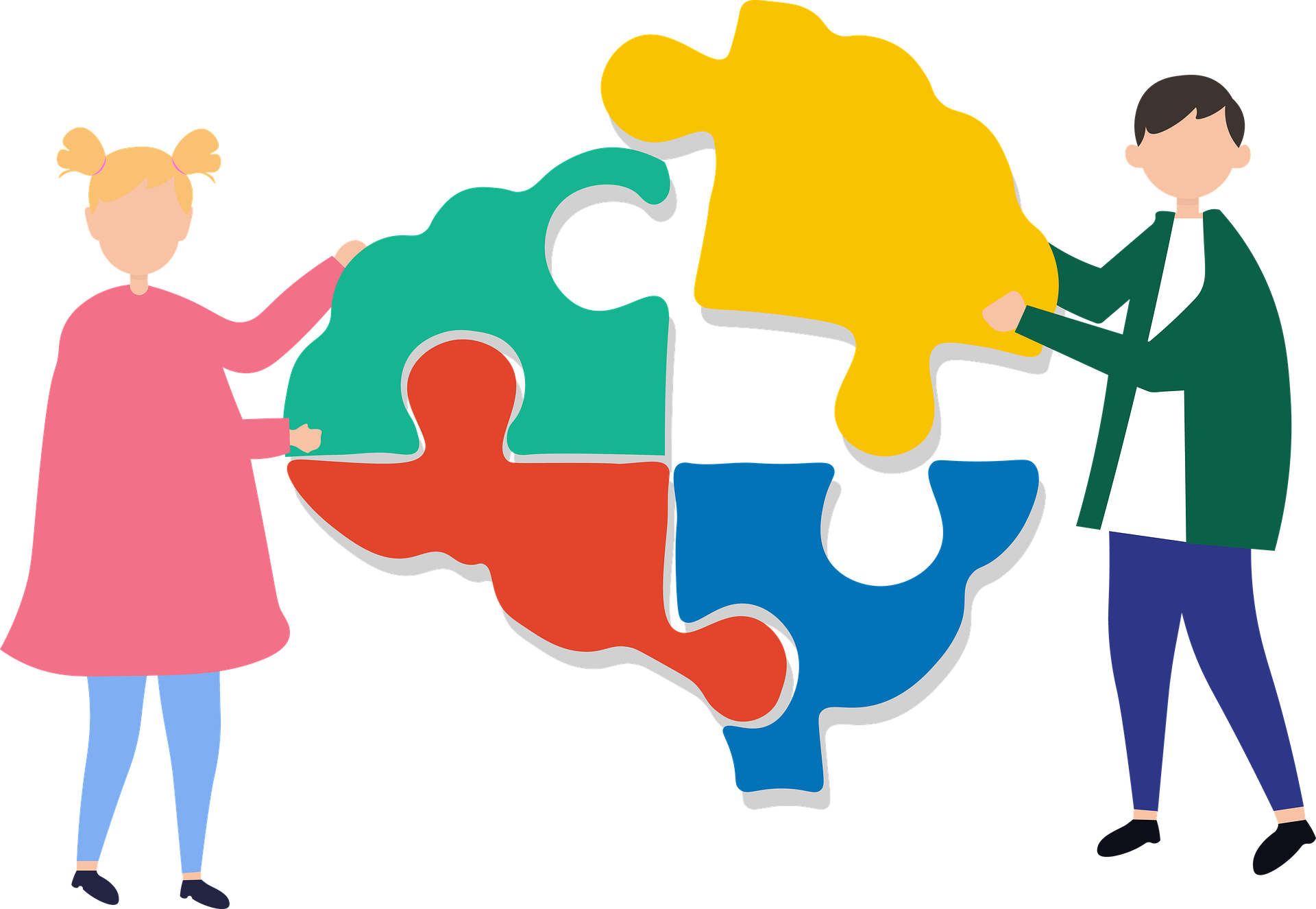 illustration of a man and woman putting together puzzle pieces to form a healthy brain and offset chemobrain