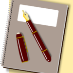 illustration of a writing journal and fountain pen by Image by José Augusto Camargo from Pixabay. Writing is one way to get Less Grief = Better Health