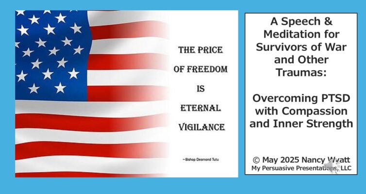 The American flag as introduction to a speech and meditation for people with PTSD after war experiences