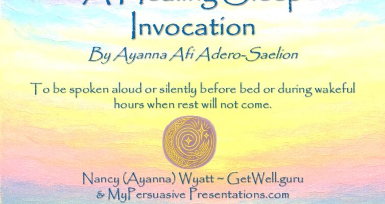Pastel colors are the background for A Healing Sleep Invocation cover and credits